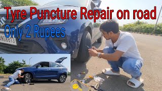 Tubeless Tyre Puncture Repair Kit Tutorial  how to repair tyre puncture at home  tyre puncture kit [upl. by Ykcor]