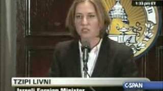 Reporters Call tzipi Livni Terrorist and a Murderer During DC Press Conference [upl. by Ahsiadal737]