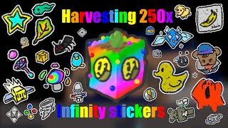 Harversting 250x sticker planters in Bee Swarm Simulator  INFINITY stickers [upl. by Valentia]