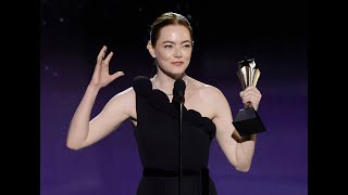 Emma Stone wins the quotBest Actressquot award at the 29th annual Critics Choice Awards [upl. by Ocire]