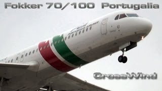 Fokker 70 100 Portugalia Crosswind Landing HD [upl. by Alberta]