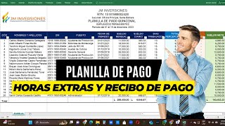 Planilla de Pago  Control de Horas Extras  Recibo de Pago en Excel [upl. by Abbot]