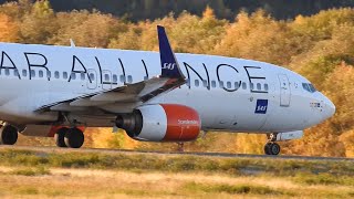 Morning Action at Trondheim Airport Norwegian 737 SAS 737 amp CRJ900 Plane spotting [upl. by Fiore]