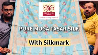 BEST QUALITY 💯 PURE MUGA TASAR SILK  ADI INDIAN SILK HOUSE [upl. by Nahtanhoj732]