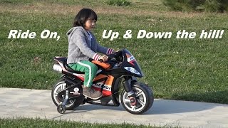 Power Wheels Motorcycle Power RideOn Motorcycle Going Up and Down the Hill Playtime Fun [upl. by Idissak]