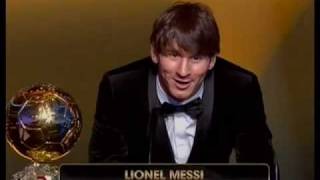 Lionel Messi wins 2010 FIFA Ballon dOr award Golden Ball HQ [upl. by Ted]