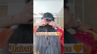 NavratriSaree hairstyle 🧡shortsbarkha channellong hair [upl. by Rotberg654]