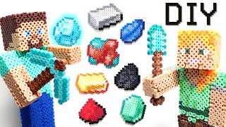 Perler Bead Minecraft Diamond Tools and Ores DIY [upl. by Higgs435]