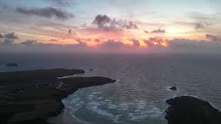 Maverick Journeys  Parkdean resort Crantock Beach Newquay Cornwall  Sunset 4K Drone footage [upl. by Ayotnahs]