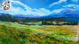 Como Pintar Un Paisaje Con Acrilico Paso a Paso [upl. by Rosmunda]