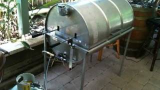 44 Gallon drum gas BBQspit rotisseriesmoker [upl. by Sullecram]