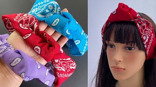 No Sew  How To Fold a Bandana Headband Under 2 Minutes  How to Tie a Bandana  Bandana Headband [upl. by Casilda]