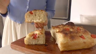 Life of a bread lover garlic chickpea salad homemade focaccia bread work updates [upl. by Marris]