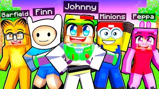 10 FRIENDS On One CARTOON Block In Minecraft [upl. by Averat921]