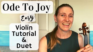 Ode to Joy Duet Ode to Joy Violin Duet Tutorial and Play Along [upl. by Saticilef226]