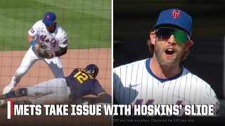 Benches clear between Mets amp Brewers after Rhys Hoskins’ slide  ESPN MLB [upl. by Vivian784]