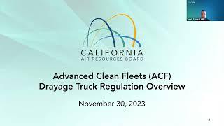 Advanced Clean Fleets  Drayage Training Webinar [upl. by Leroj]