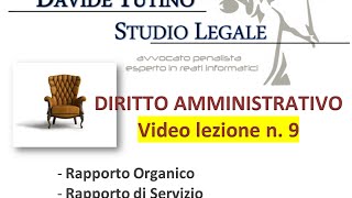 Diritto Amministrativo Video lezione n9  Rapporto organico di servizio e competenza [upl. by Klockau]