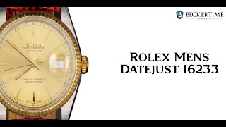 Mens Rolex TwoTone 18KSS Datejust Watch Gold Champagne Dial 16233 [upl. by Yursa]