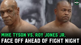 Mike Tyson vs Roy Jones Jr Face Off quotIm pitching punches everything else is up to Royquot [upl. by Sheelagh]