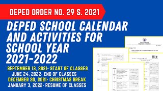 DEPED SCHOOL CALENDAR SY 20212022 [upl. by Welby122]