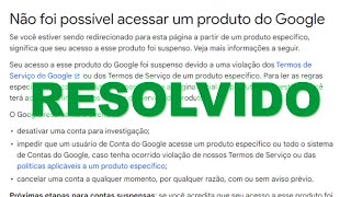 Não foi possível acessar um produto do Google  COMO RECUPERAR SEU CANAL DO YOUTUBE [upl. by Vivyan]