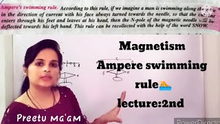 Ampere swimming rule lecture 2 magnetic effect of current class12thpreetu mam [upl. by Nanfa]