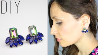 DIY  TUTO  BOUCLES DOREILLES EN STRASS  Rhinestone statement earrings swarovskienglish subs [upl. by Heng]