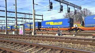 LKW Walter Transport mit der BLS Cargo  Durchfahrt in Burgdorf [upl. by Auof]