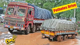 Tippers Formation of Line for Driving in POTHOLES  Lorry Videos  Truck Videos  TIPPER LORRY TRUCK [upl. by Alix720]