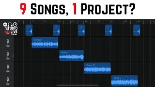 How to combine multiple songs in one project GarageBand iOS [upl. by Sivlek972]