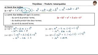 Polynômes  5  Produits remarquables  3ème [upl. by Barrie]