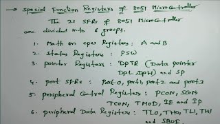 Special Function Registers or SFRs of 8051 microcontroller in TelugudiplomaBtechsuma study cent [upl. by Raskin]