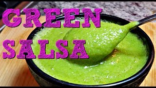 SPICY Green Salsa  Taco Truck Style Green Salsa Recipe  4K Cooking Videos [upl. by Onaicram748]