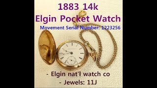 1883 14k Elgin Pocket Watch 회중시계 懷中時計 [upl. by Laenahtan]