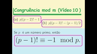 Profmat MA14 Congruência Módulo m Vídeo 10 Exercício Teorema de Wilson [upl. by Elleinnad246]