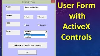 Excel VBA Tutorial 15  UserForm with Textbox Checkbox ListBox Option Button and Command Button [upl. by Asennav]