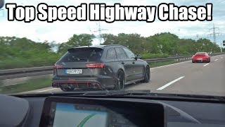 Top Speed Autobahn Chase 750HP Audi RS6 vs 800HP Porsche 911 Turbo S vs 450HP BMW M2 [upl. by Inalaehak644]