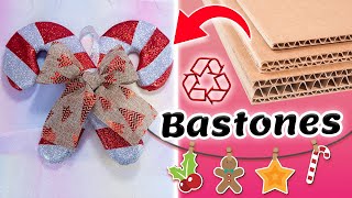 Como Hacer BASTONES 🎀 navideños con cartón y espuma  CARAMELO  ESPECIAL DE NAVIDAD 2021 [upl. by Kcerred438]