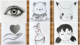 6 Easy drawing ideas that anyone can do  Easy drawings step by step  Pencil sketch drawing [upl. by Ardek206]