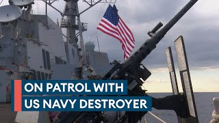 Exclusive On board a US Navy destroyer patrolling the Mediterranean [upl. by Mccallion224]