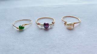 How To Make RingsMaking Simple and Easy Pearl RingsWire Rings3 Easy diy Rings [upl. by Leroy]