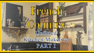 French Country Unfitted Kitchen Makeover Rental decor vintage makeover thriftedtransformation [upl. by Yruama511]