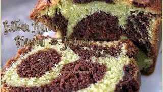 Gateau marbre chocolat pistache  Marbled chocolate pistachio cake [upl. by Annahsit37]