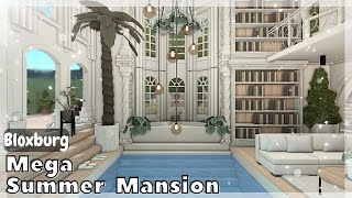 BLOXBURG Mega Summer Mansion Speedbuild interior  full tour Roblox House Build [upl. by Aratak]