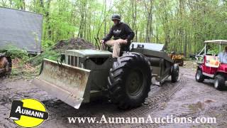 Tournapull Model D4 Scraper Tractor  Ken Avery Antique Tractor Collection Auction [upl. by Elorac]