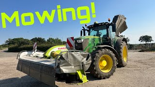 John Deere 6215R Mowing Hay  Silage [upl. by Erminie]