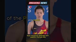 Quan Hongchan defended 10m platform Olympic title shorts olympics [upl. by Ojytteb]