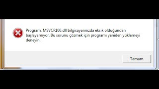 MSVCR100Dll MSVCR110DII Hatası Çözümü [upl. by Lia]