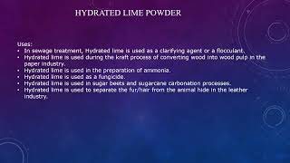 Hydrated Lime Powder [upl. by Enicnarf281]